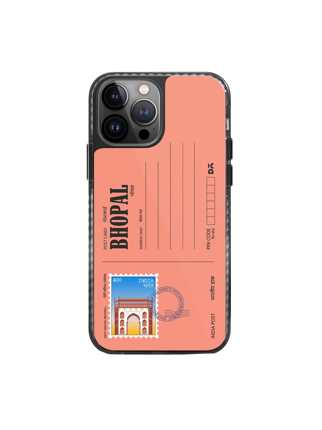 

DailyObjects Postcard Printed iPhone 14 Pro Max Phone Back Case, Peach