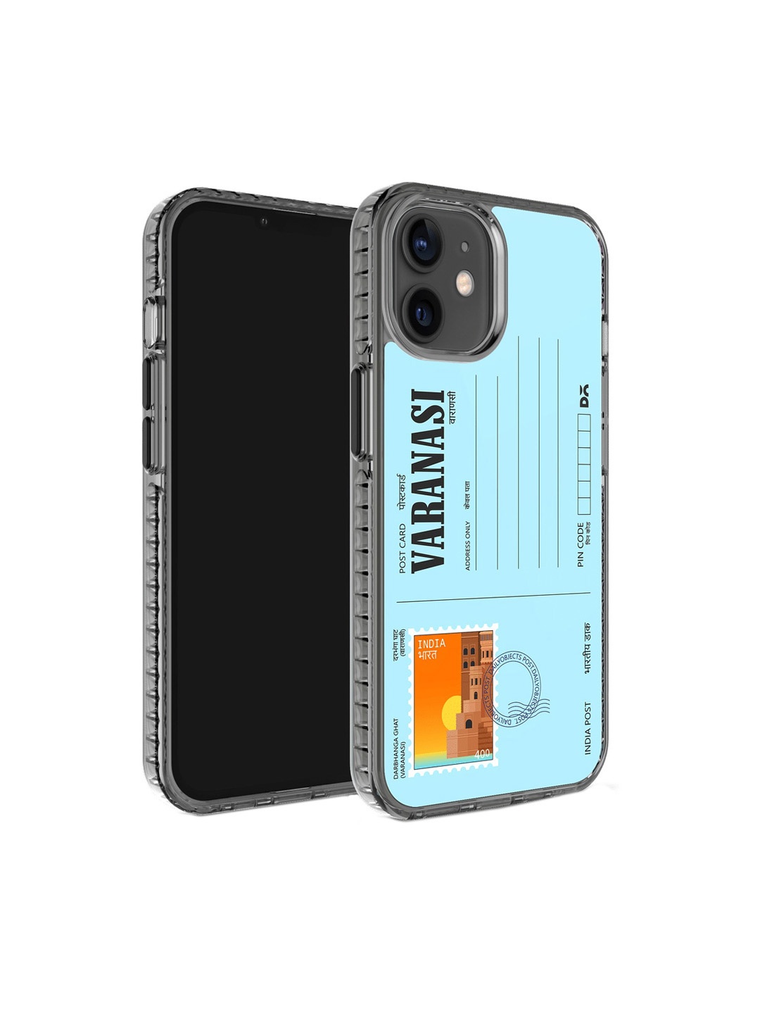 

DailyObjects Postcard Printed iPhone 12 Phone Back Case, Turquoise blue