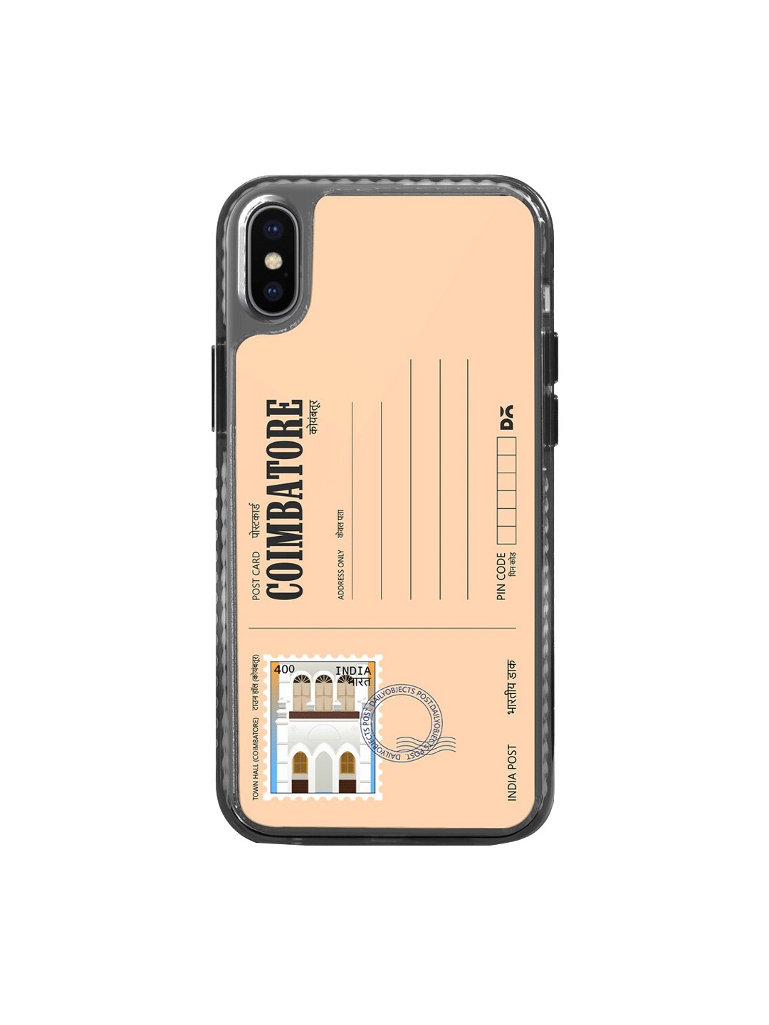 

DailyObjects Postcard Design Printed iPhone XS Phone Back Case, Peach