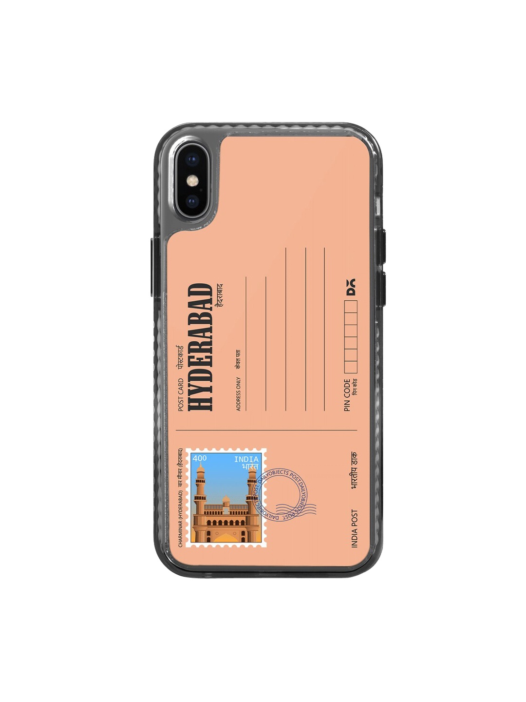 

DailyObjects Postcard Design Printed iPhone XS Max Phone Back Case, Peach