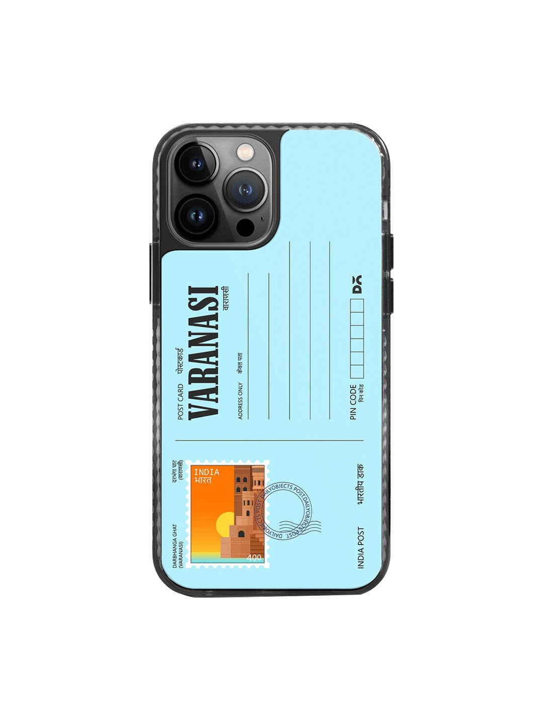 

DailyObjects Postcard Printed iPhone 14 Pro Phone Back Case, Blue