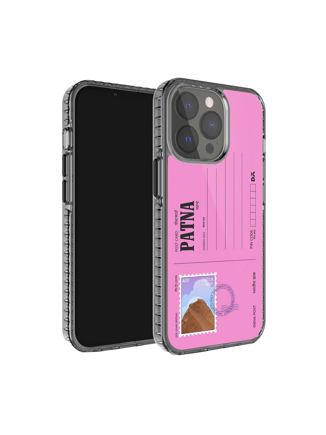 

DailyObjects Postcard Printed Impact Resistant iPhone 14 Pro Phone Back Case, Pink