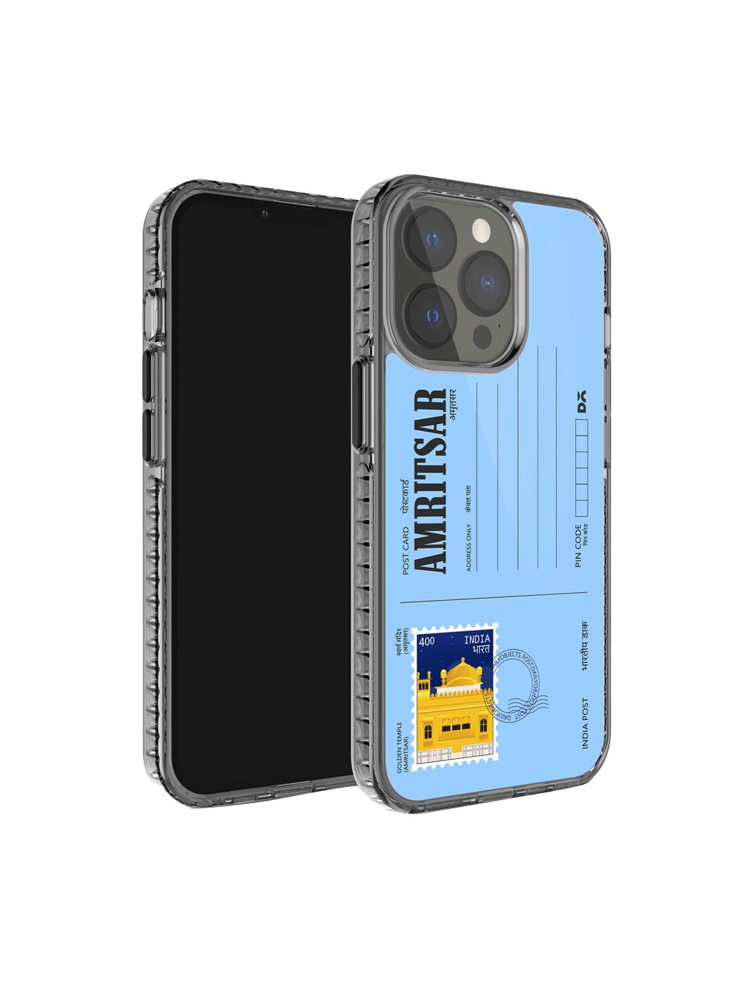 

DailyObjects Postcard Printed iPhone 14 Pro Phone Back Case, Blue