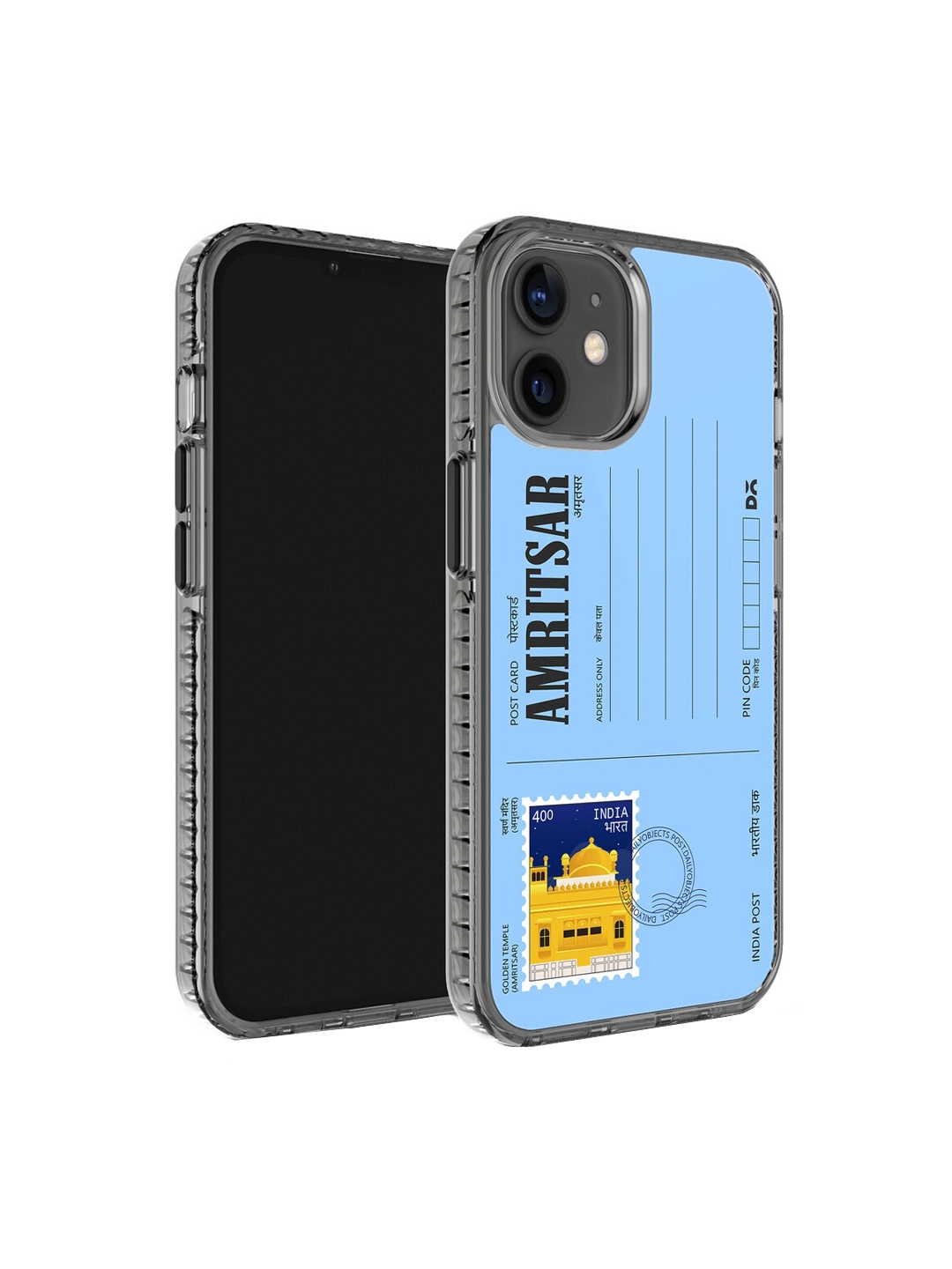 

DailyObjects Postcard Printed Impact Resistant iPhone 12 Mini Phone Back Case, Blue