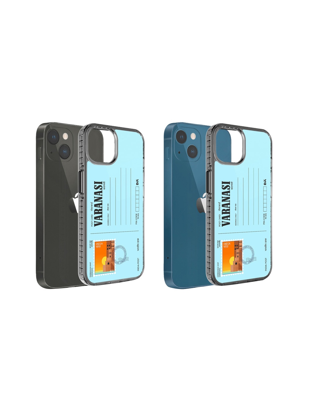 

DailyObjects Postcard Printed iPhone 14 Phone Back Case, Blue