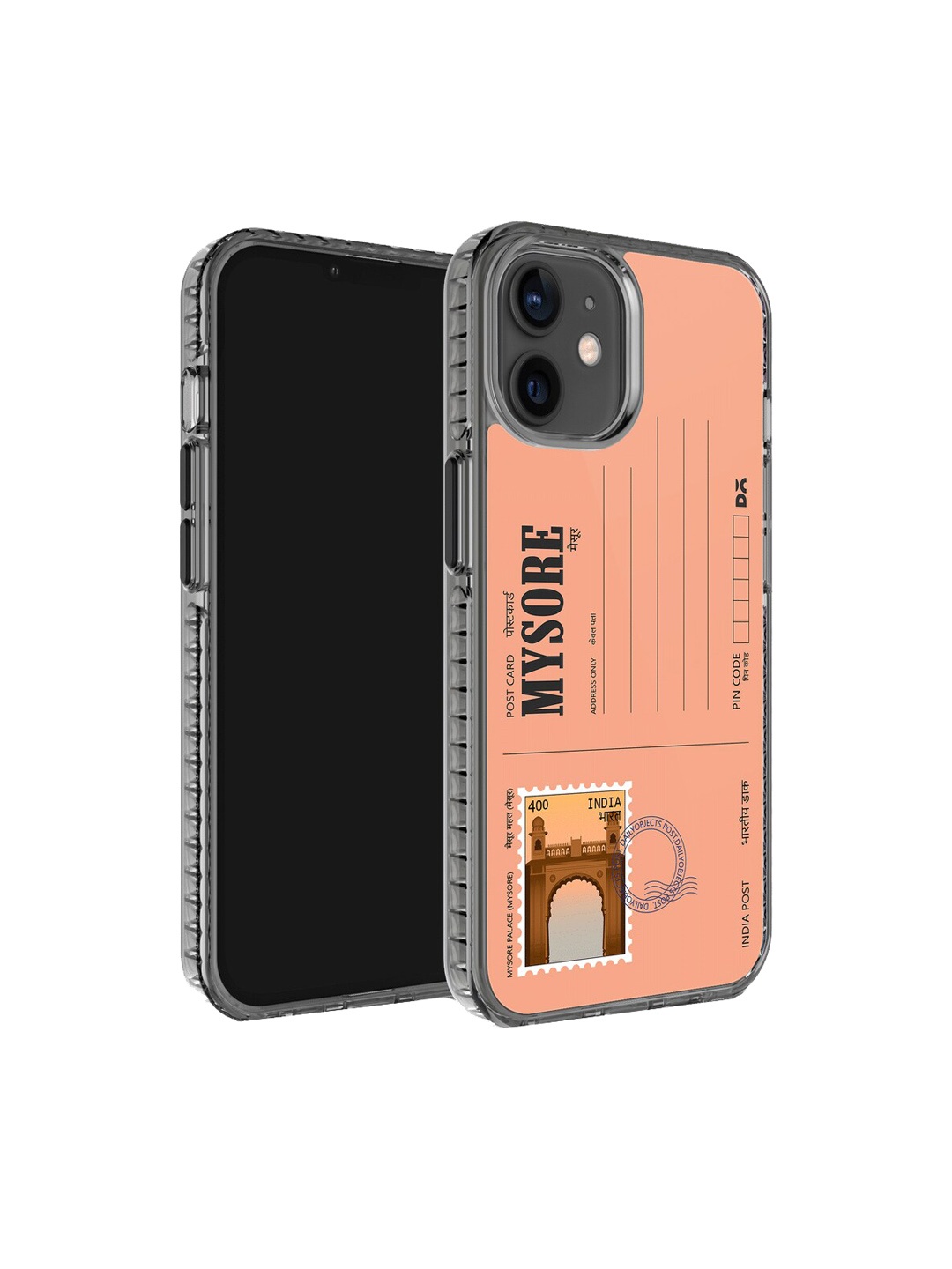 

DailyObjects Postcard Printed Impact Resistant iPhone 12 Mini Phone Back Case, Peach