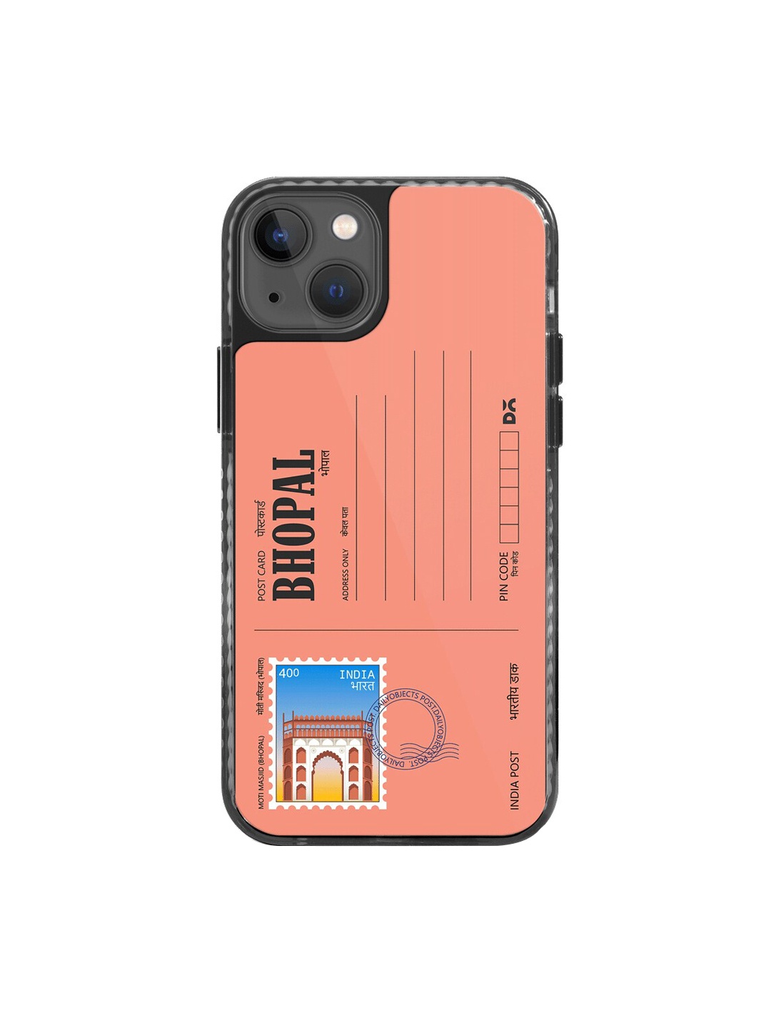 

DailyObjects Postcard Printed iPhone 14 Plus Phone Back Case, Peach