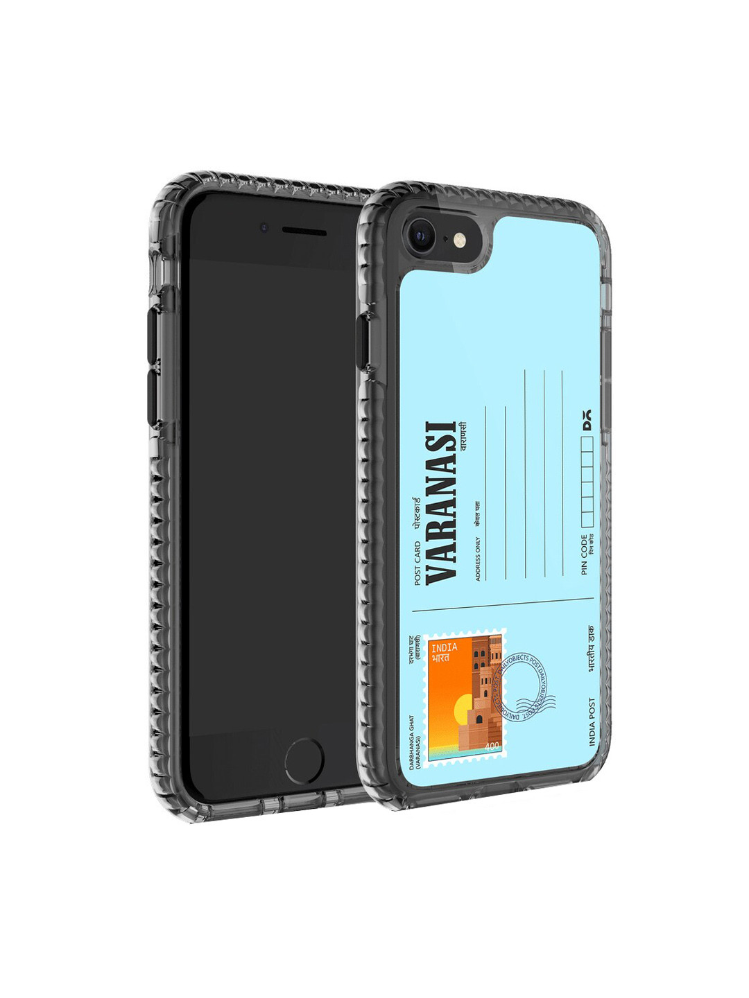 

DailyObjects Impact Resistant Postcard Printed iPhone 8 Phone Back case, Blue