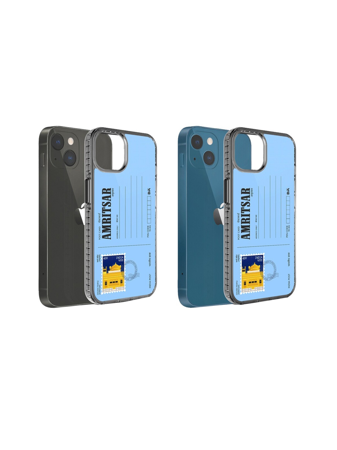 

DailyObjects Unisex Postcard Printed iPhone 13 Mini Phone Back Case, Blue