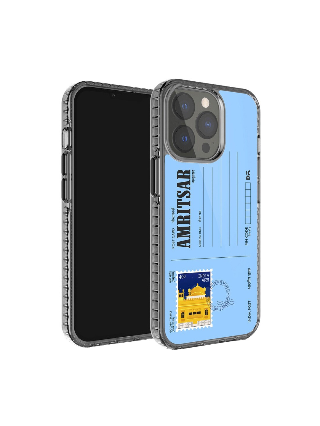 

DailyObjects Postcard Design Printed iPhone 14 Pro Max Phone Back case, Blue