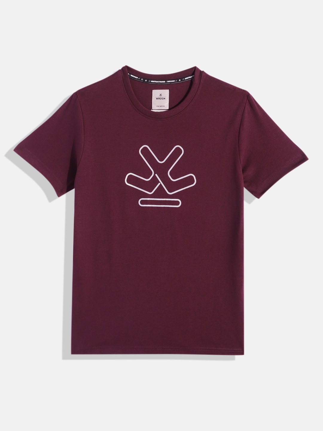 

WROGN YOUTH Boys Brand Logo Printed T-shirt, Burgundy