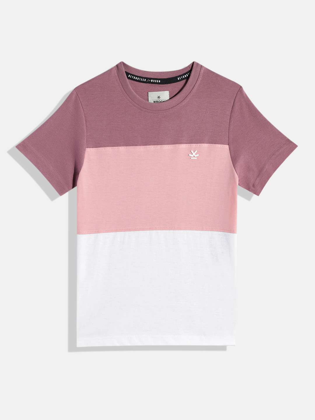 

WROGN YOUTH Boys Colourblocked T-shirt, Pink