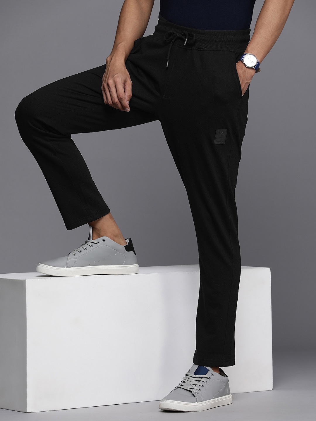 

WROGN Men Solid Regular Fit Track Pants, Black