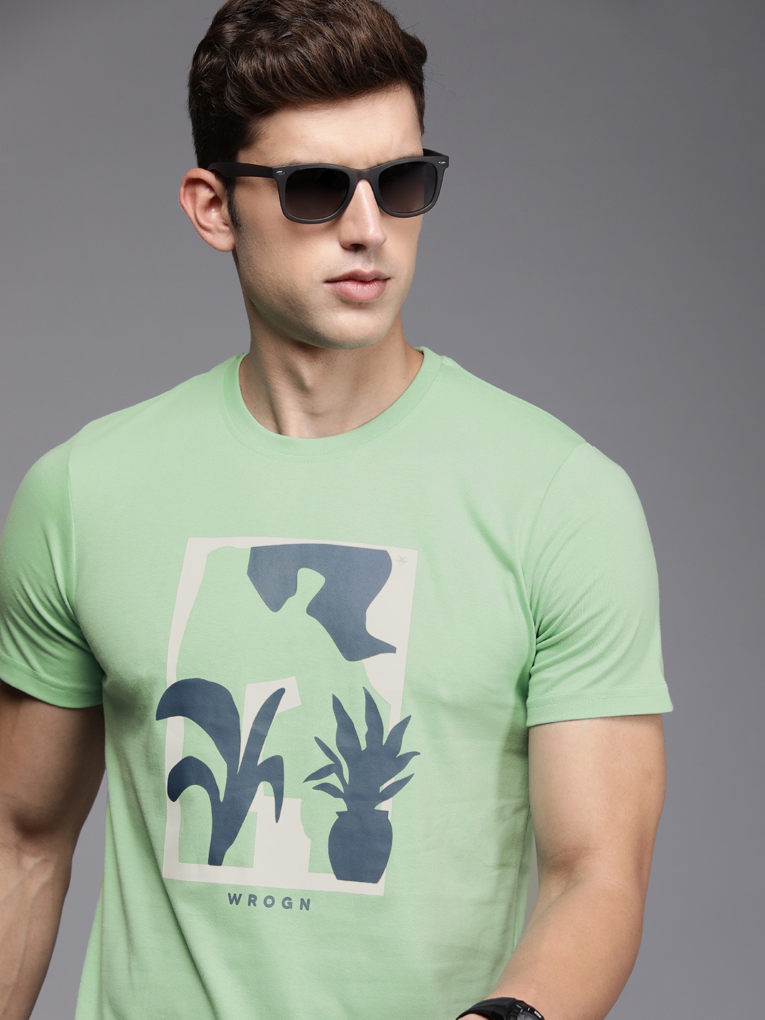 

WROGN Round Neck Printed T-shirt, Sea green