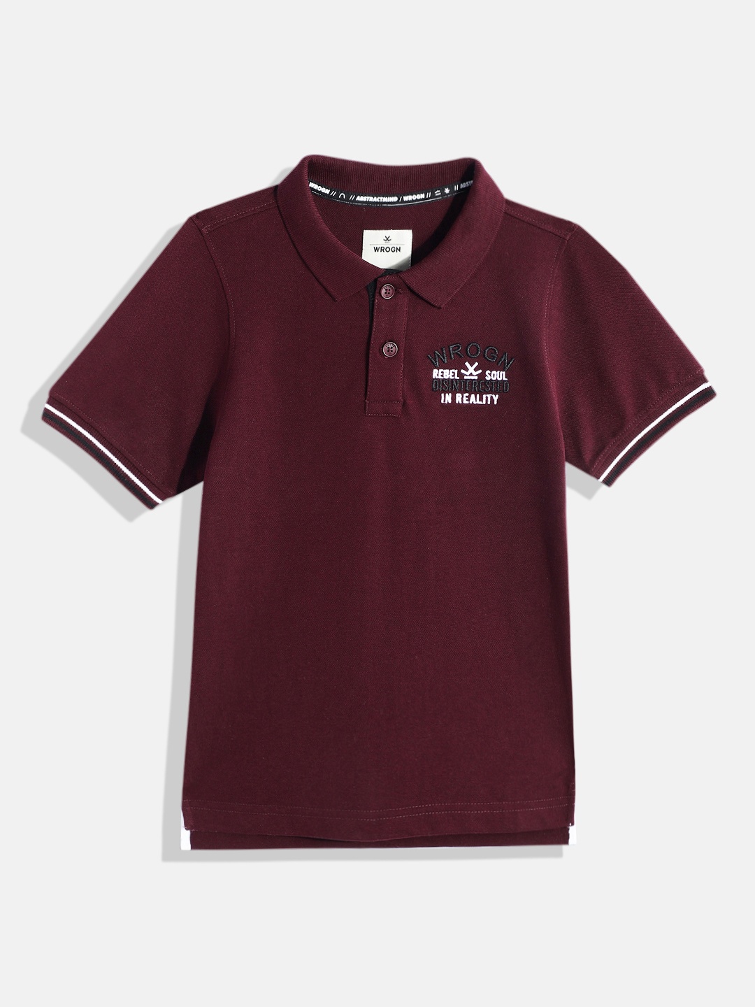 

WROGN YOUTH Boys Solid Polo Collar T-shirt, Maroon