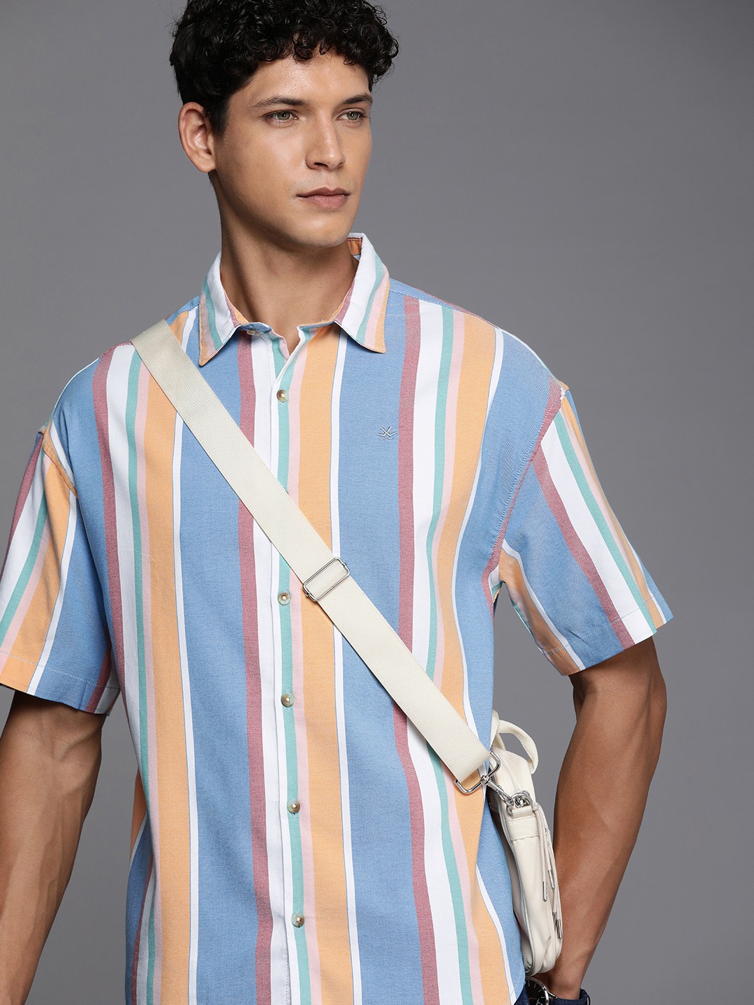 

WROGN Boxy Fit Striped Casual Shirt, Multi