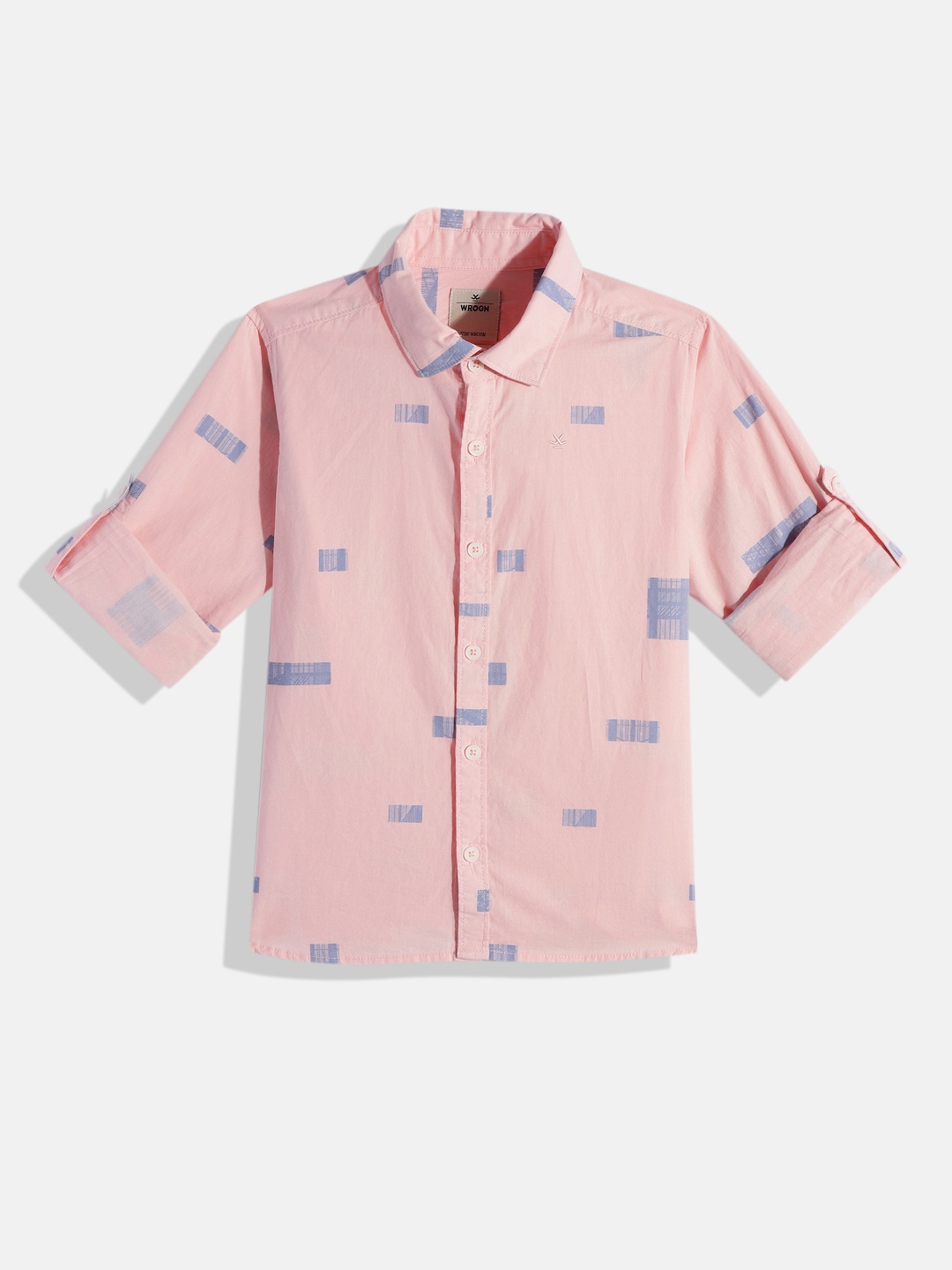 

WROGN YOUTH Boys Slim Fit Pure Cotton Printed Casual Shirt, Pink