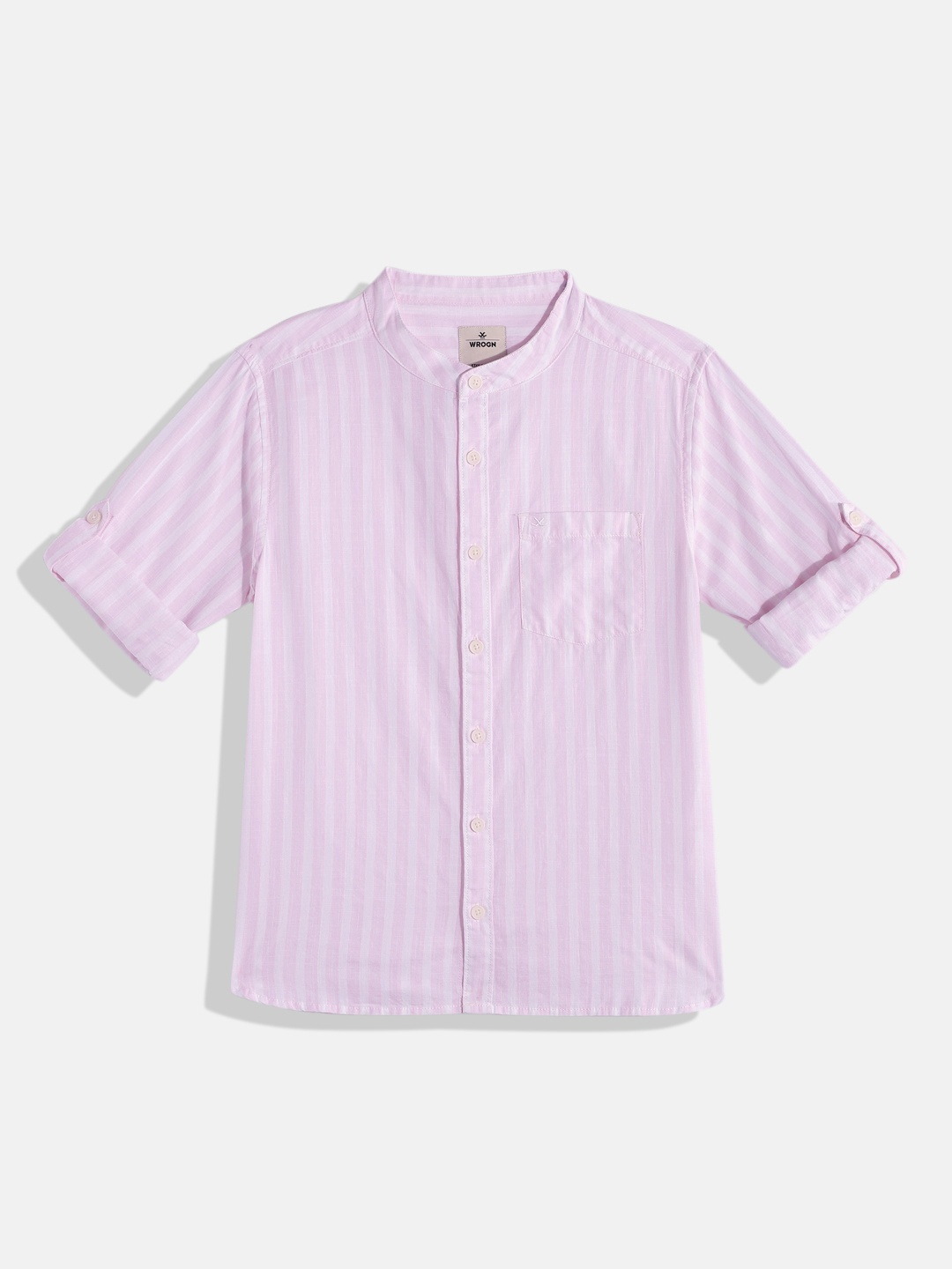 

WROGN YOUTH Boys Slim Fit Pure Cotton Striped Casual Shirt, Pink