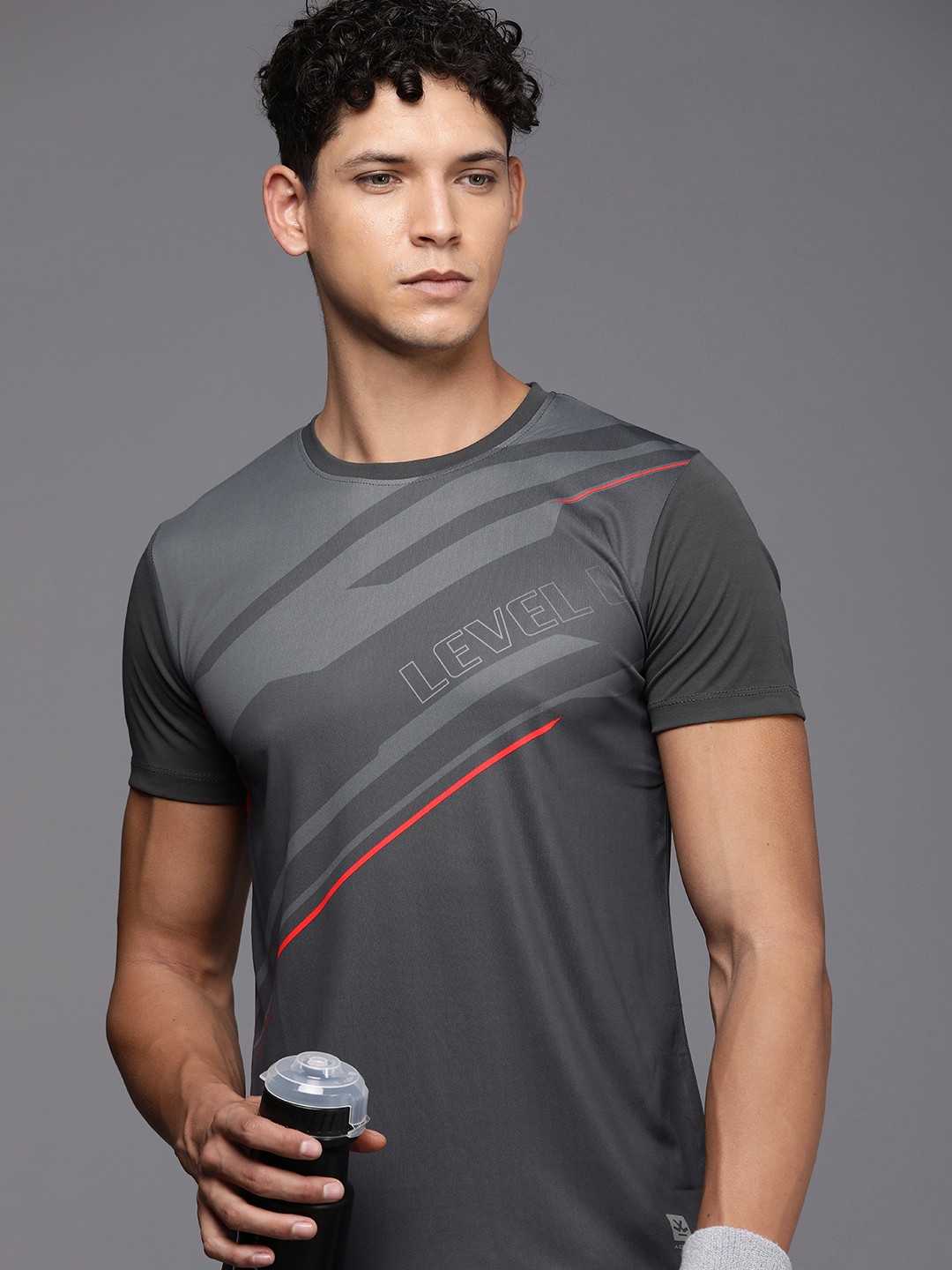 

WROGN ACTIVE Typography Printed Round Neck Sports T-shirt, Grey