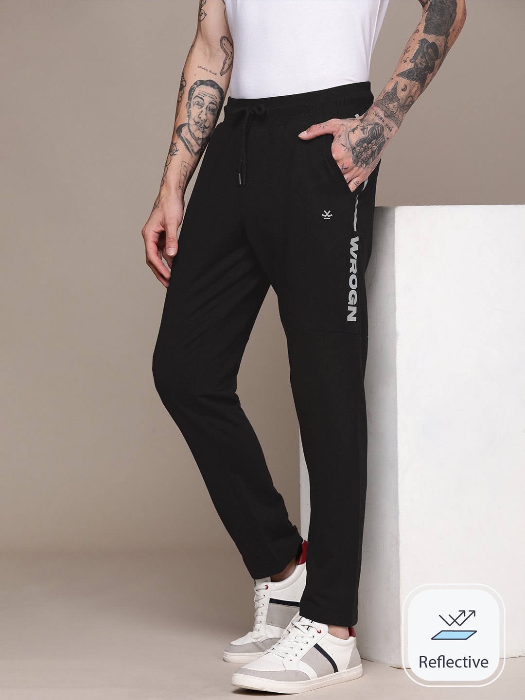 

WROGN Men Solid Regular Fit Track Pant, Black