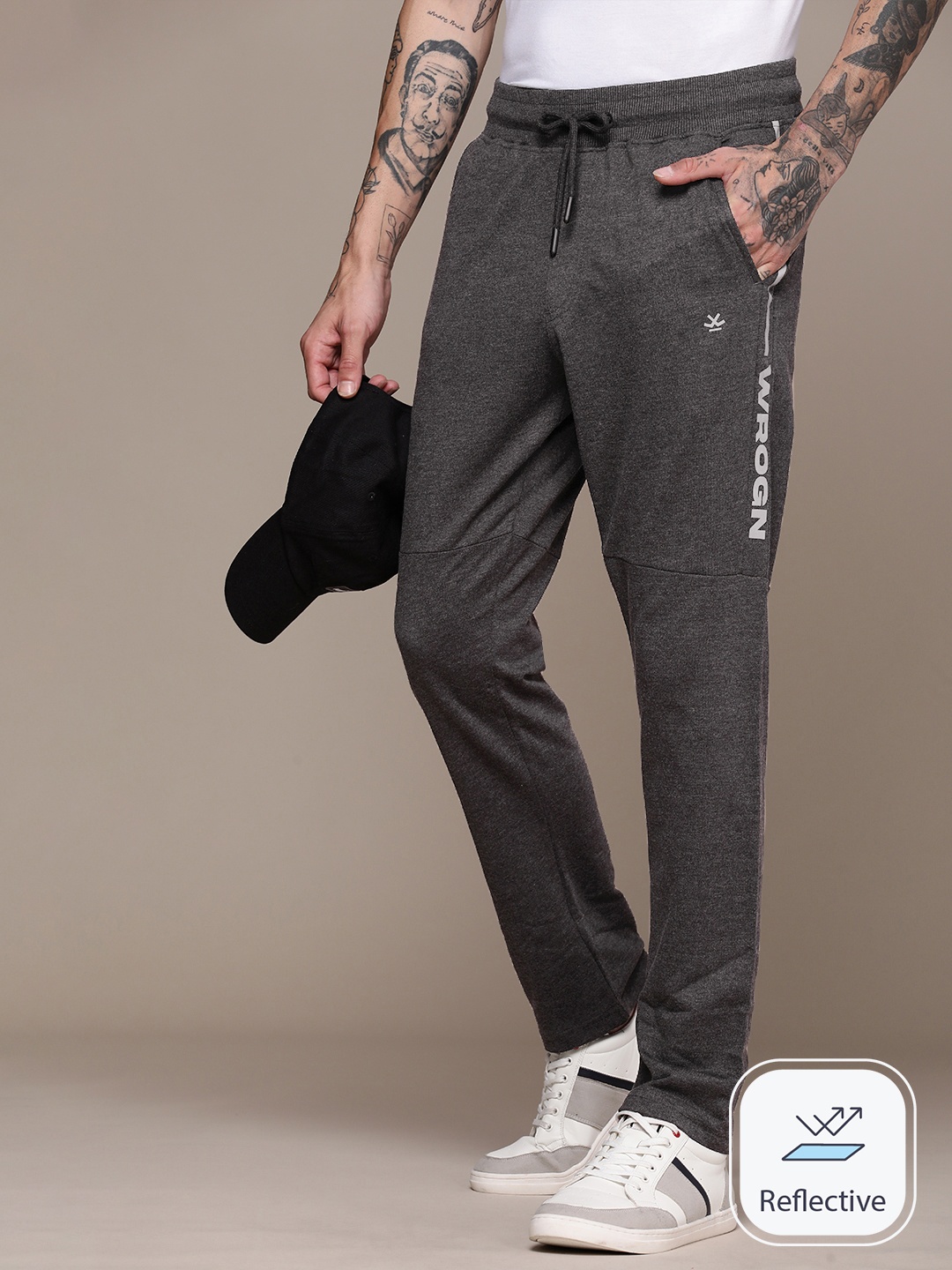 

WROGN Men Solid Regular Fit Track Pant, Grey melange
