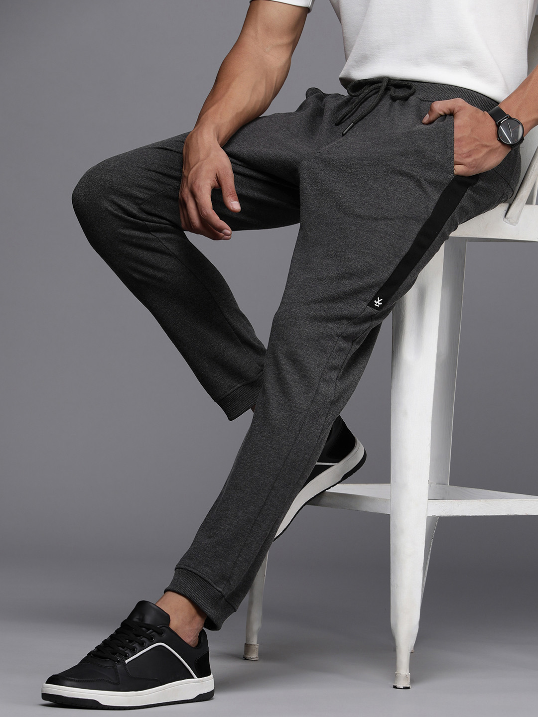 

WROGN Men Solid Regular Fit Joggers Track Pants, Grey