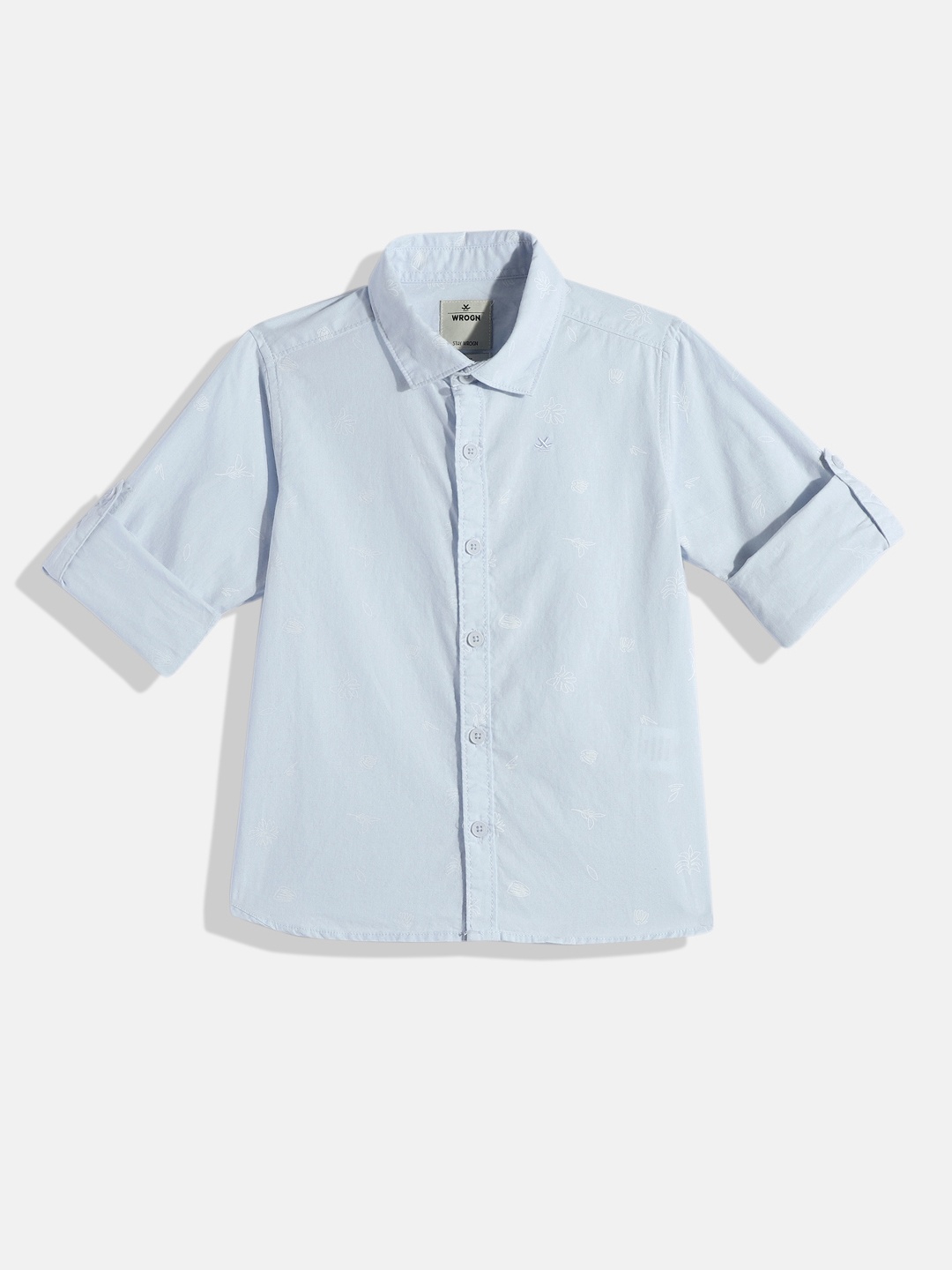 

WROGN YOUTH Boys Slim Fit Pure Cotton Floral Printed Casual Shirt, Blue