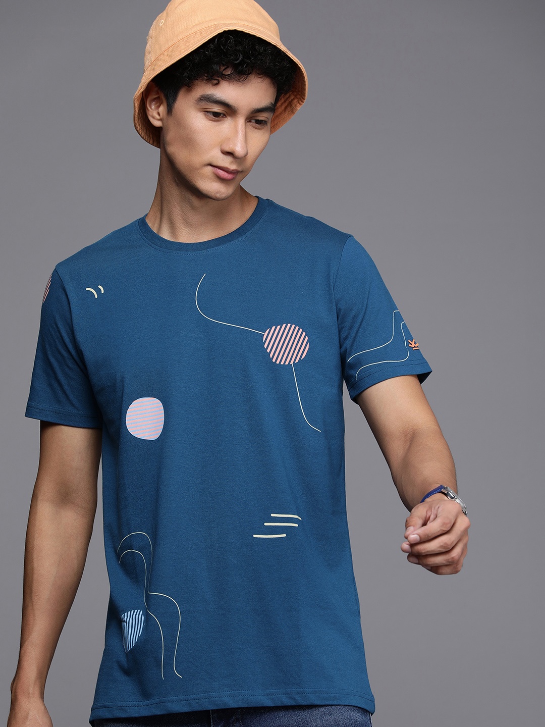 

WROGN Printed Round Neck T-shirt, Blue