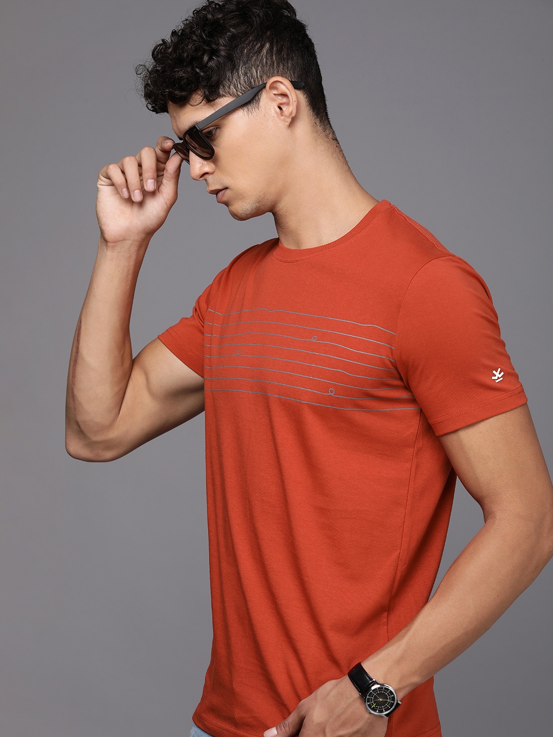 

WROGN Printed Slim Fit T-shirt, Rust