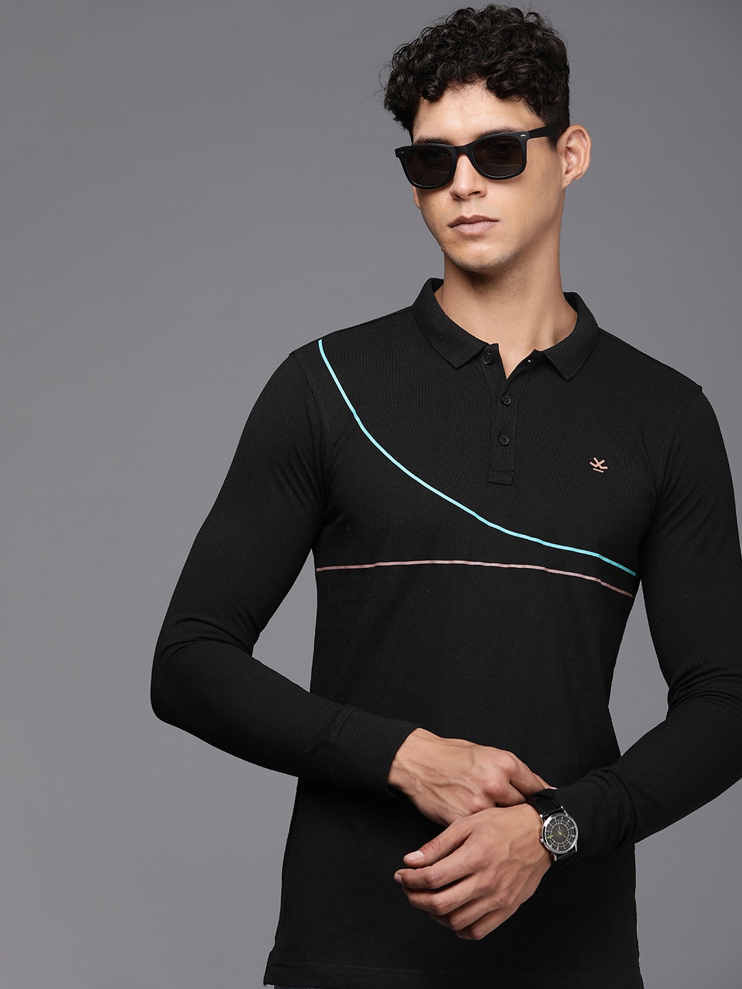 

WROGN Polo Collar Regular Casual T-shirt, Black