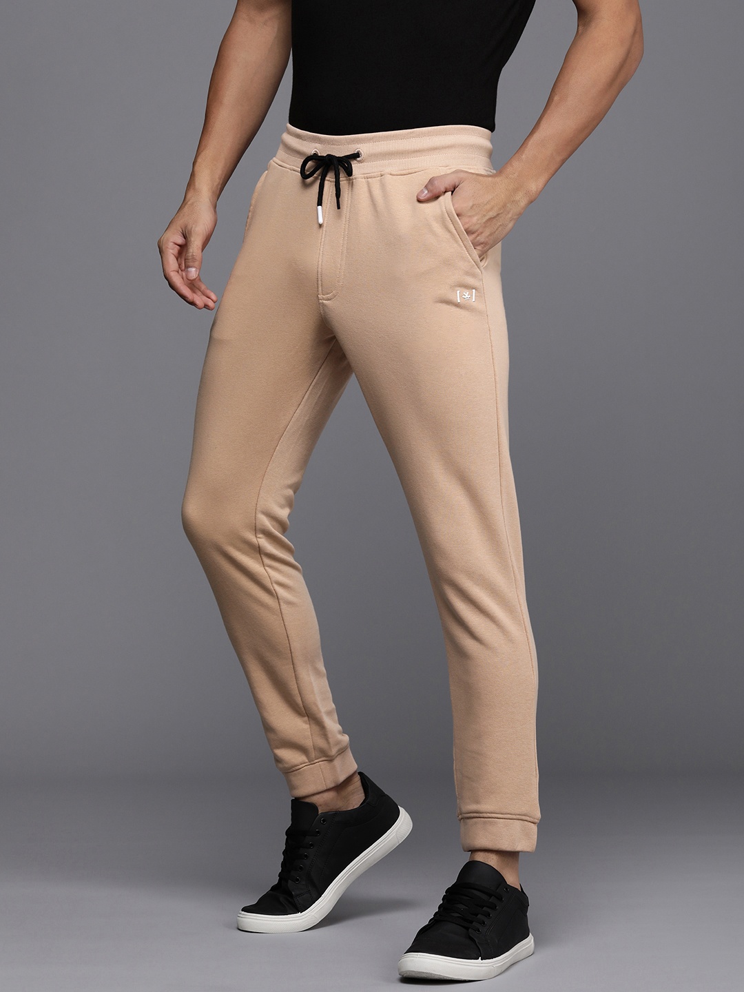 

WROGN Men Mid-Rise Solid Joggers Track Pants, Beige