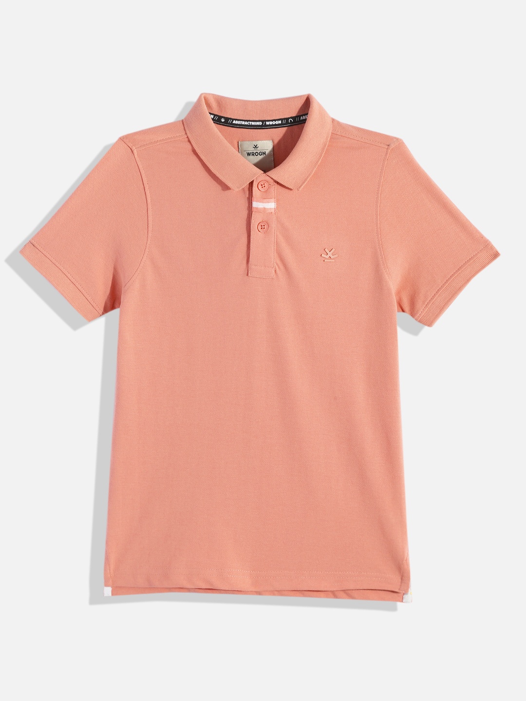 

WROGN YOUTH Boys Solid Polo Collar Slim Fit Knitted T-shirt, Peach