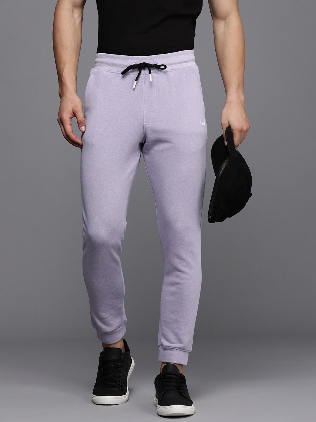 

WROGN Men Regular Fit Mid-Rise Joggers, Lavender