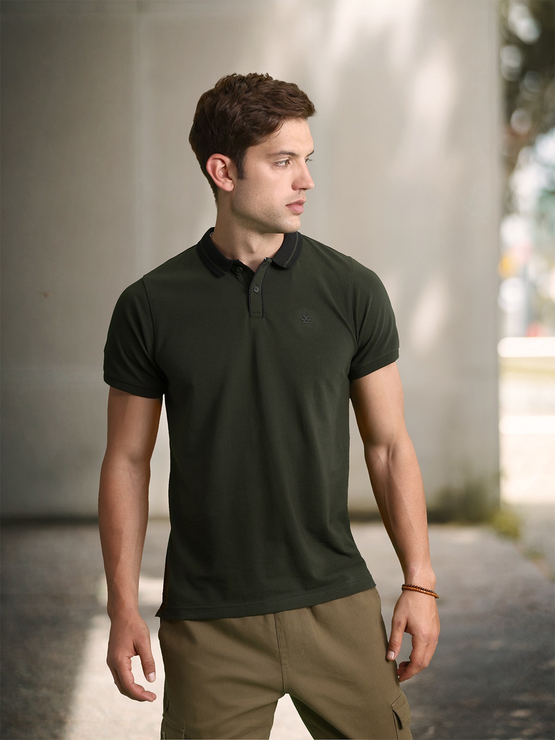 

WROGN Polo Collar T-shirt, Olive