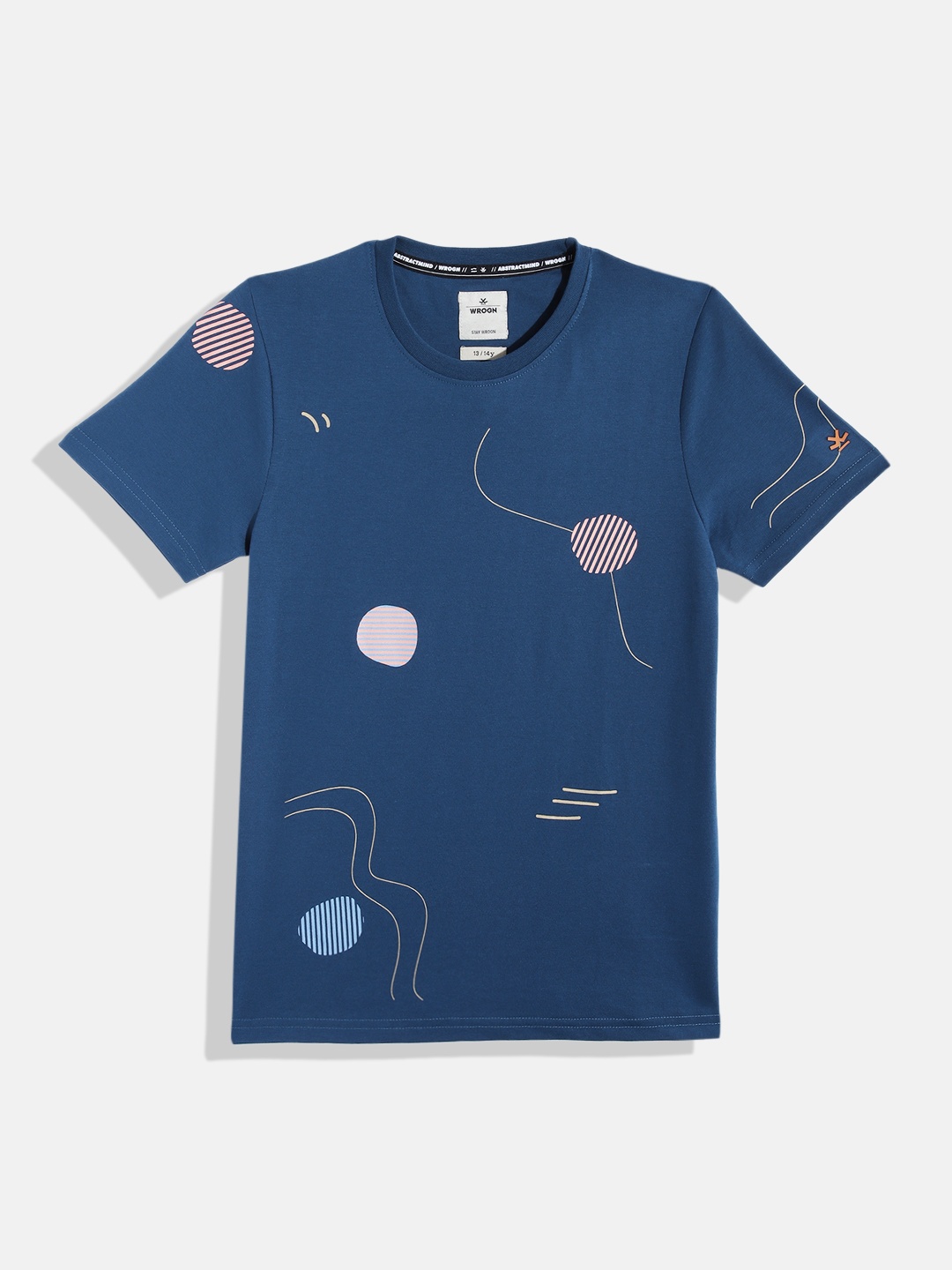 

WROGN YOUTH Boys Geometric Printed T-shirt, Navy blue