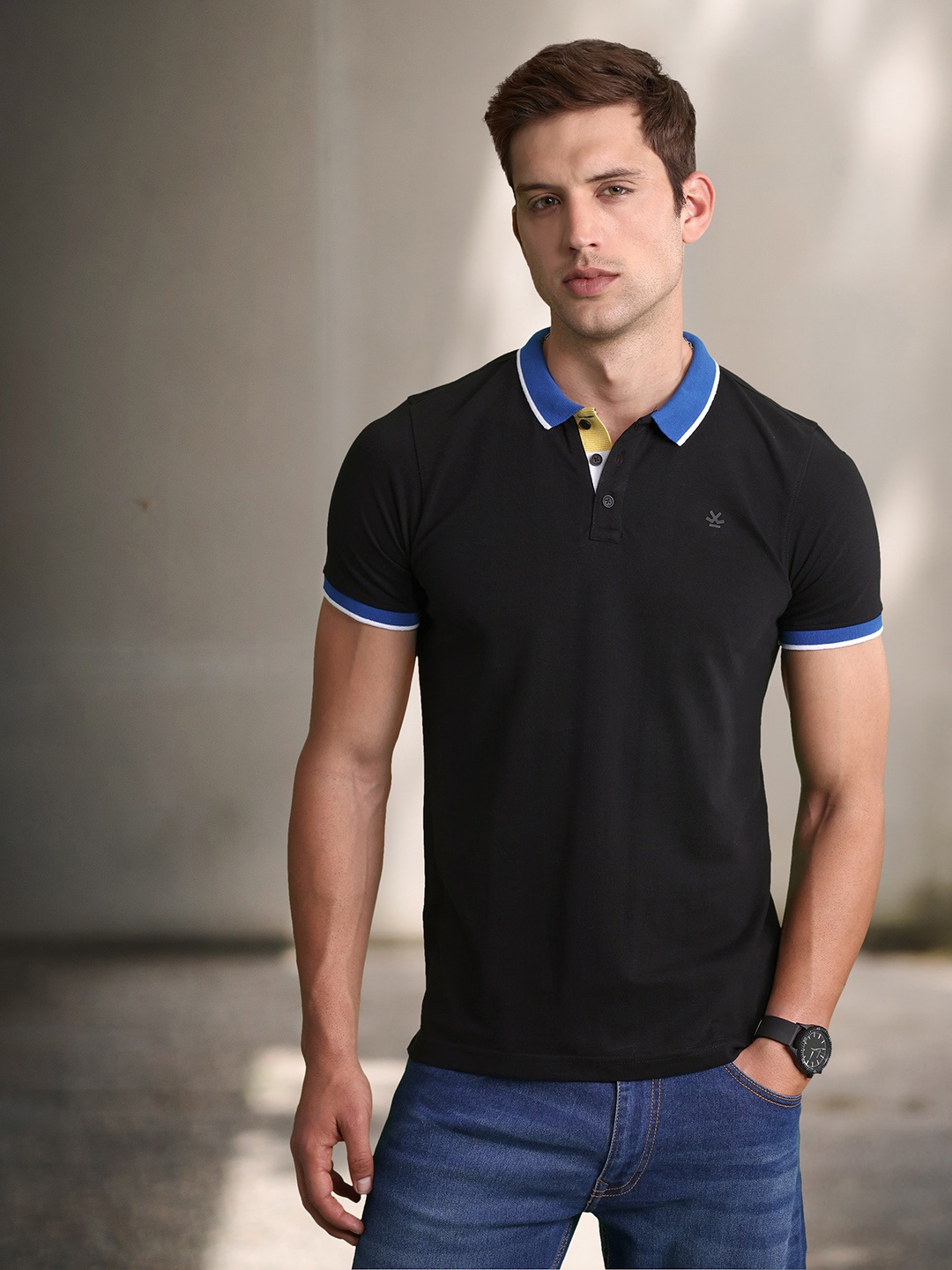 

WROGN Polo Collar T-shirt, Black