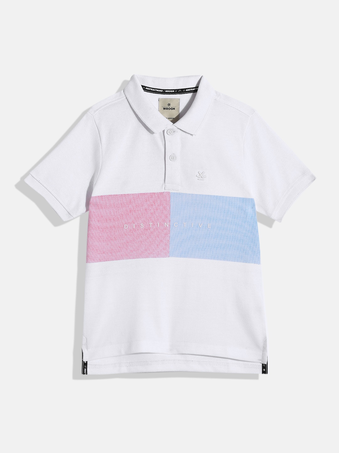 

WROGN YOUTH Boys Printed Polo Collar T-shirt, White