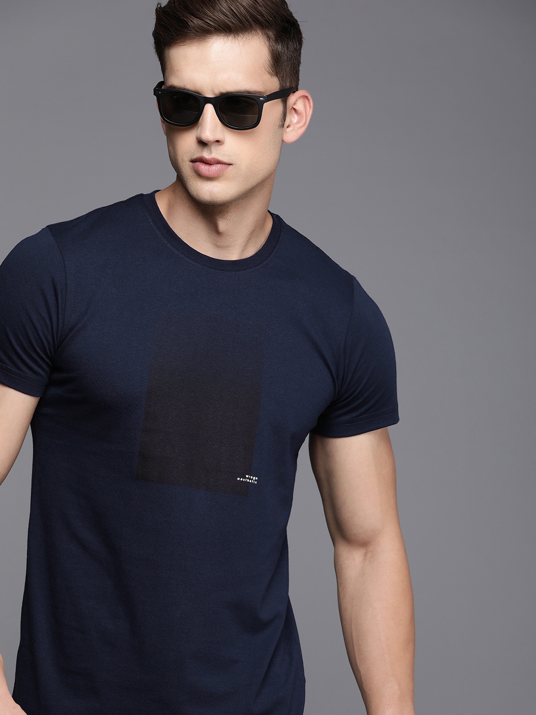 

WROGN Ombre Print Detail Slim Fit T-shirt, Navy blue