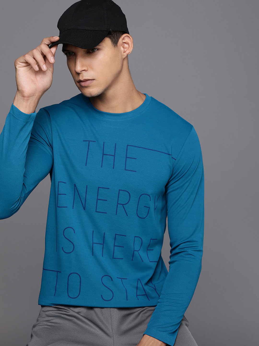 

WROGN ACTIVE Typography Printed Dry Pro Slim Fit T-shirt, Teal