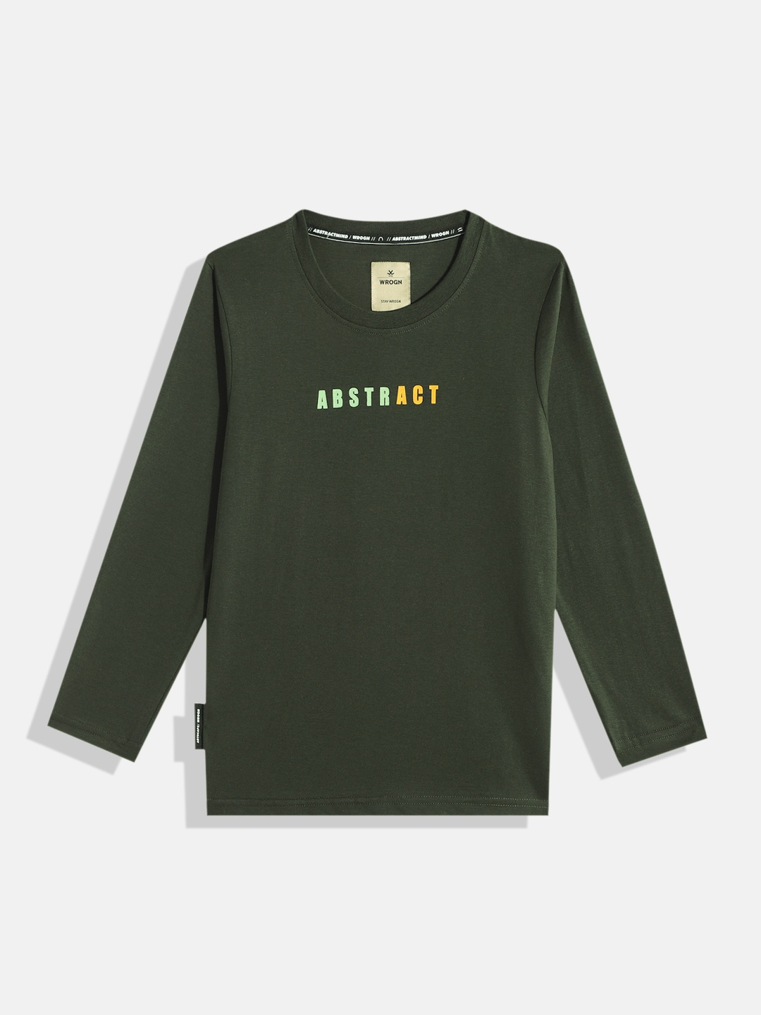 

WROGN YOUTH Boys Typography Printed Slim Fit T-shirt, Olive