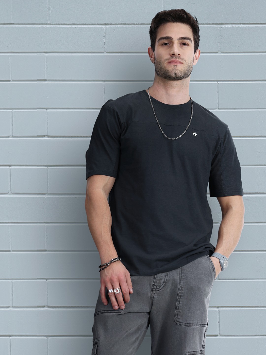 

WROGN Solid T-shirt, Charcoal