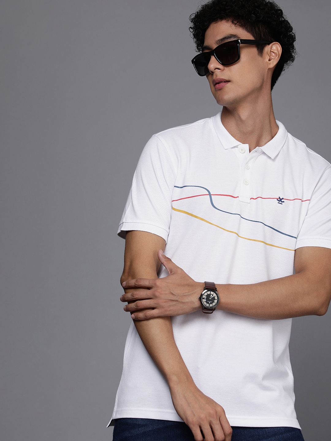 

WROGN Printed Polo Collar T-shirt, White
