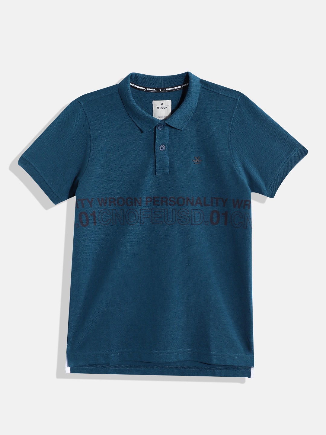 

WROGN YOUTH Boys Printed Polo Collar T-shirt, Teal