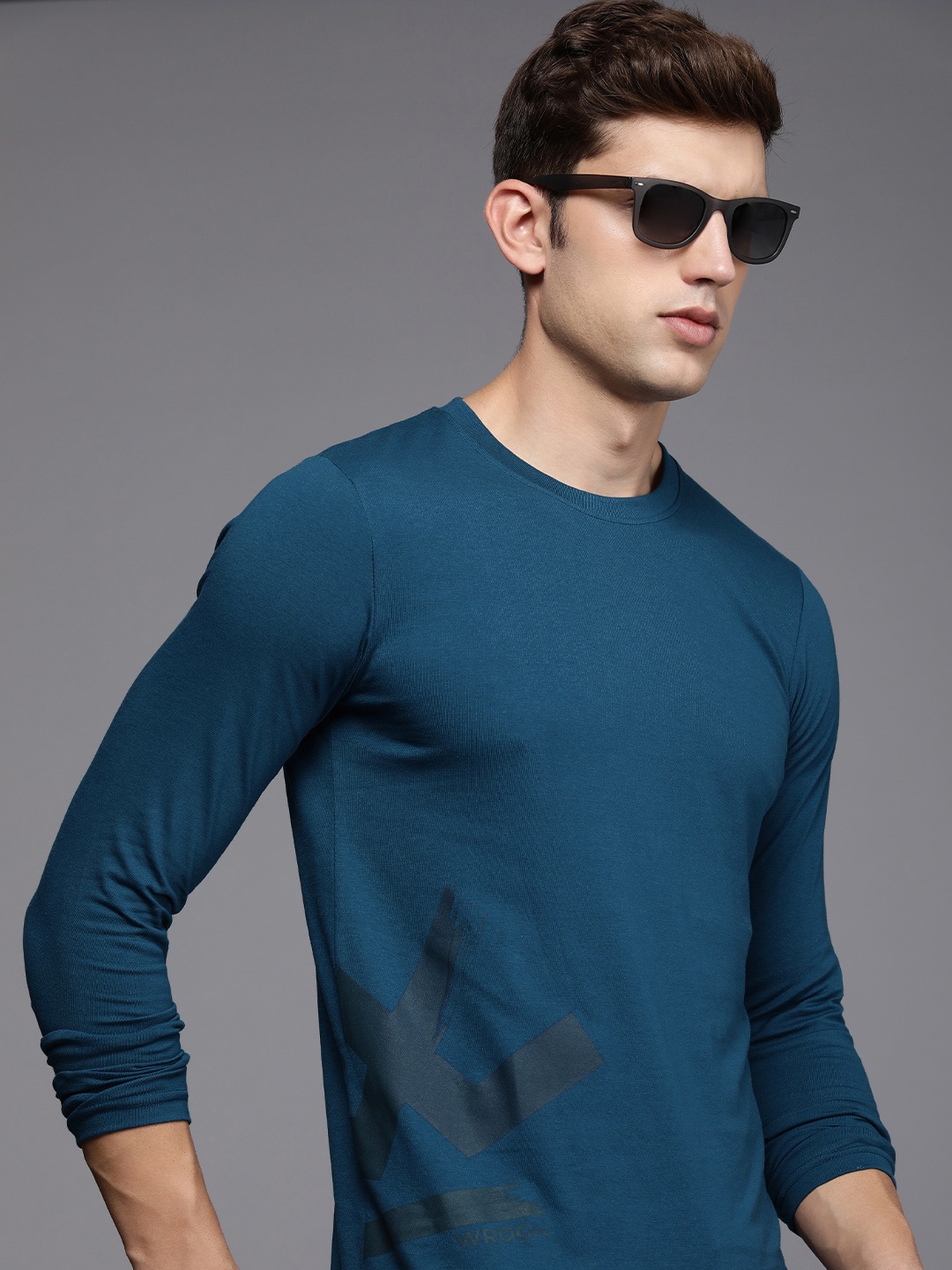 

WROGN Round Neck Printed T-shirt, Blue