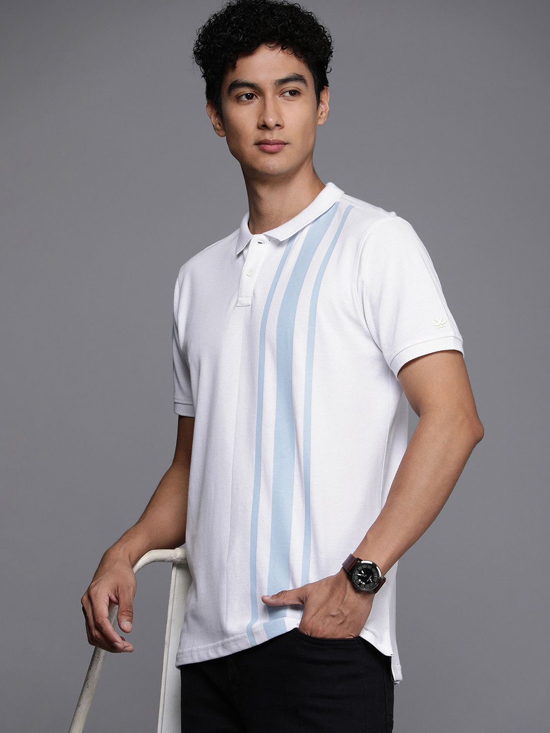 

WROGN Striped Polo T-shirt, White