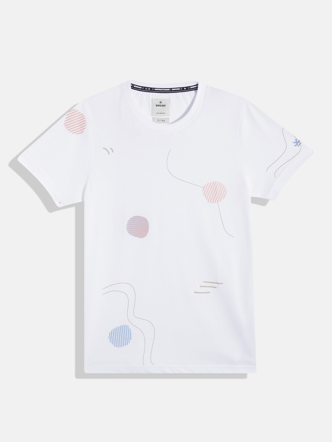 

WROGN YOUTH Boys Geometric Printed T-shirt, White