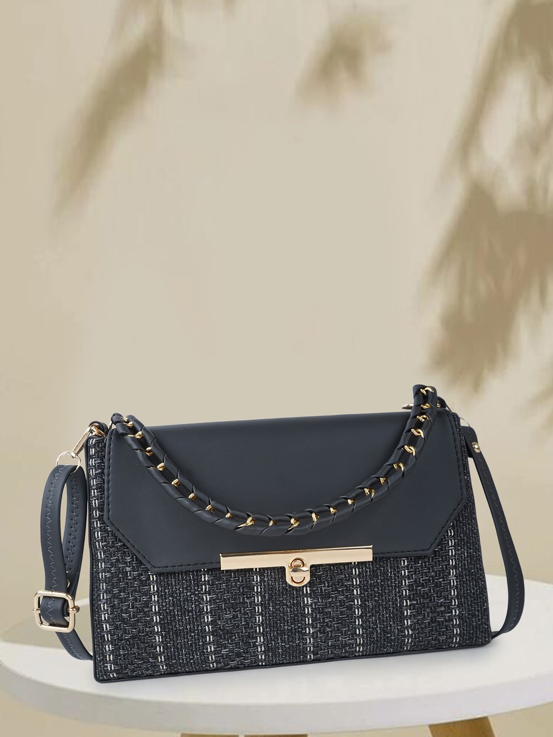 

Mast & Harbour Black Textured Structured Sling Bag
