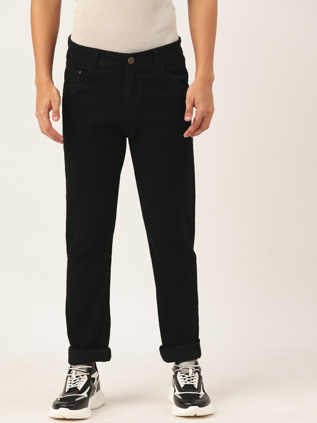 

PARIS HAMILTON Men Straight Fit Stretchable Jeans, Black