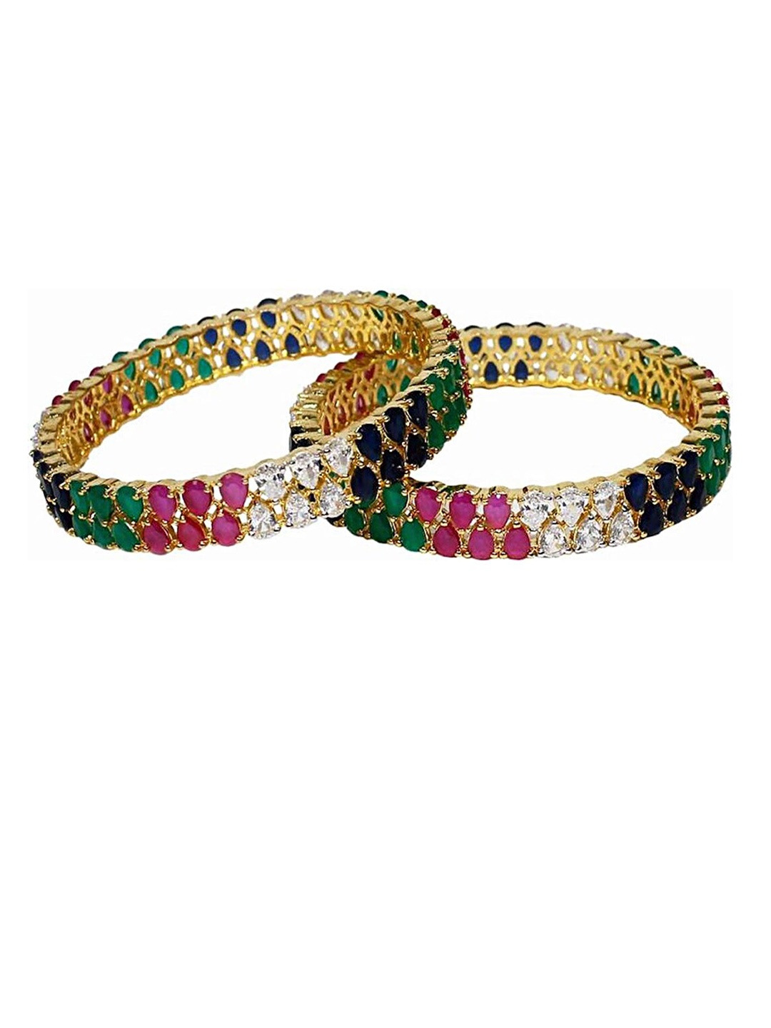 

RATNAVALI JEWELS Set of 2 Gold-Plated AD-Studded Bangles