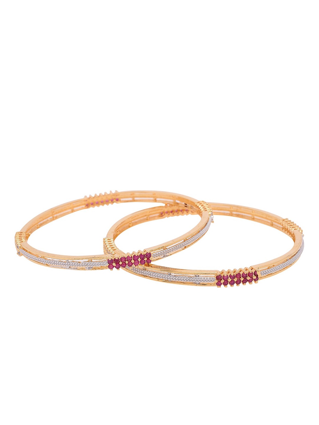 

RATNAVALI JEWELS Set Of 2 Gold-Plated AD-Studded Bangles